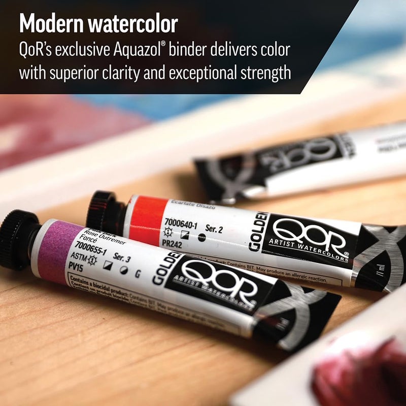 GOLDEN QoR Artist Watercolors, Cobalt Green, 11 ml Tube, Professional Watercolor Paint, Semi-Opaque - Image 2